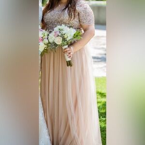 Pink and Cream Sleeveless Buttoned Bridal Gown